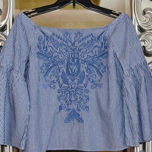 INC Women's Blue Off The Shoulder Top Small
